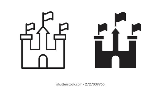 Icono del castillo en el fondo blanco. Icono de Vector de acciones