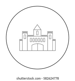 Castle icon outline. Single building icon from the big city infrastructure outline.