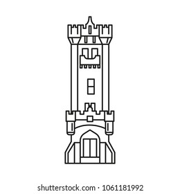 Castle icon. Outline castle vector icon for web design isolated on white background