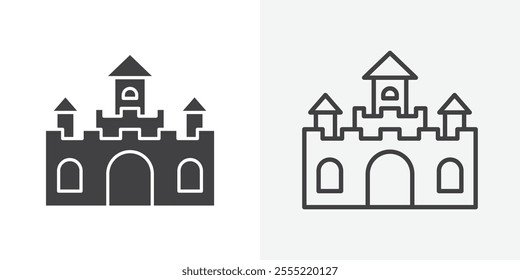Castle icon. outlined vector style.