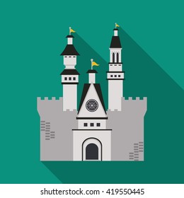 Castle icon. Palace design. Flat illustration, vector