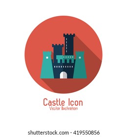 Castle icon. Palace design. Flat illustration, vector