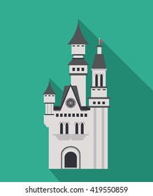Castle icon. Palace design. Flat illustration, vector