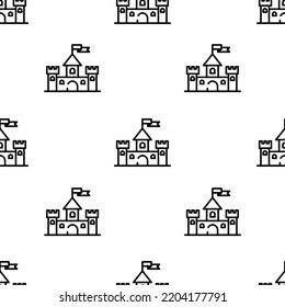 castle icon pattern. Seamless castle pattern on white background.