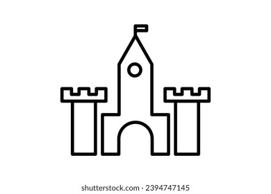 castle icon. icon related to party a  fairy tale or medieval-themed party. line icon style. simple vector design editable