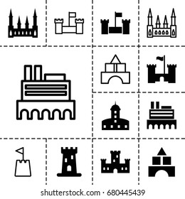 Castle icon. set of 13 filled and outline castle icons such as