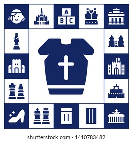castle icon set. 17 filled castle icons.  Simple modern icons about  - Portuguese, Bishop, Sand castle, Armour, Chess, Cinderella, Thatbyinnyu temple, Toy, Inflatable