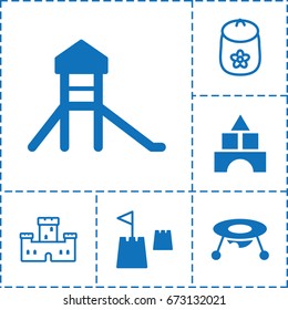 Castle icon. set of 6 castle filled and outline icons such as baby toy