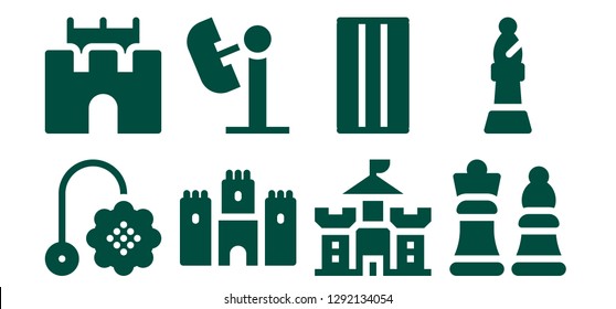  castle icon set. 8 filled castle icons. Simple modern icons about  - Toy, Sand castle, Castle, Amusement park, Inflatable, Chess, Bishop