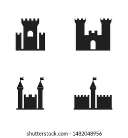 castle icon set black and isolated vector illustration