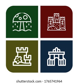 castle icon set. Collection of Water park, Sand castle, Rua augusta icons