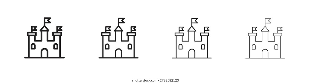 Castle icon set in line style. symbol in outline style