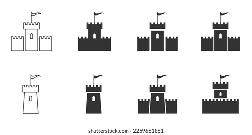 Castle icon set. Vector illustration.