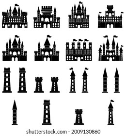 Castle Icon Set Vector Sign Symbol Illustrations