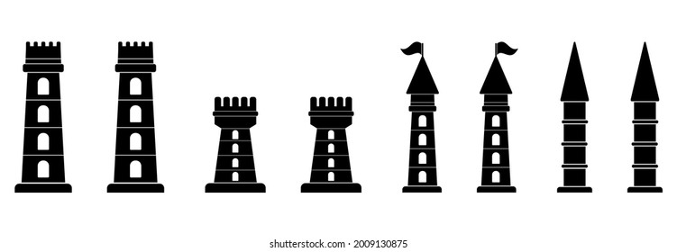 castle icon set vector sign symbol illustrations