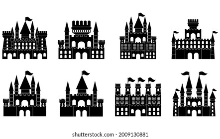 castle icon set vector sign symbol illustrations