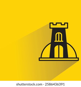 castle icon with shadow on yellow background
