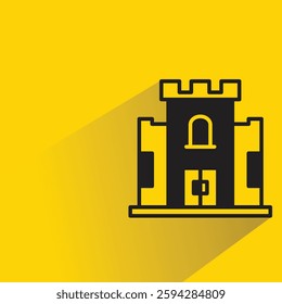 castle icon with shadow on yellow background