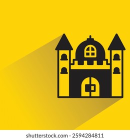castle icon with shadow on yellow background