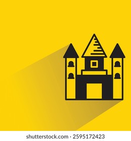 castle icon with shadow on yellow background