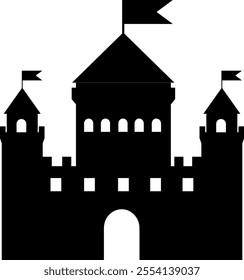 Castle icon, castle silhouette isolated on white background. Vector, designer illustration. Vector.