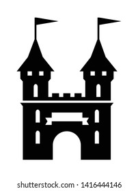 castle icon, simple black and white 