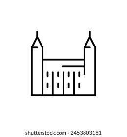 Castle icon. Simple icon depicting a medieval castle with towers, suitable for historical content, fantasy themes, and travel guides. Vector illustration