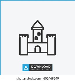 castle icon. simple outline castle vector icon. on white background.