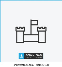 castle icon. simple outline castle vector icon. on white background.