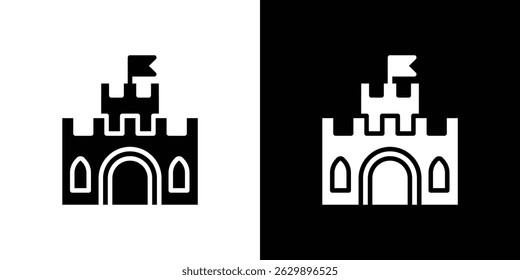 Castle icon in solid flat trendy design style.