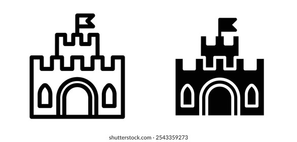 Castle icon symbol collection on white background.