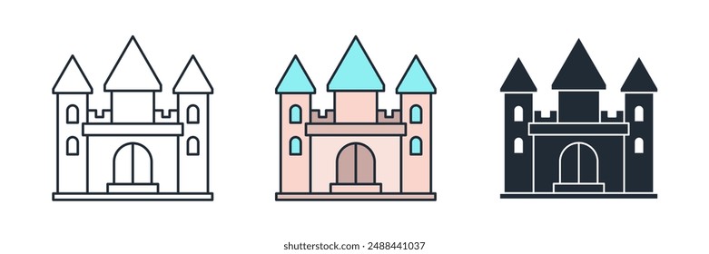 Icono del castillo Ilustración vectorial aislada sobre fondo blanco