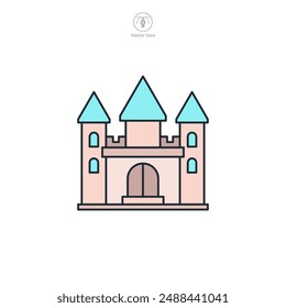 Icono del castillo Ilustración vectorial aislada sobre fondo blanco