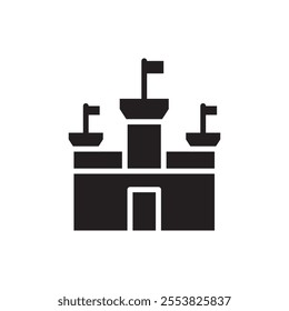 Castle icon Thin line flat illustration