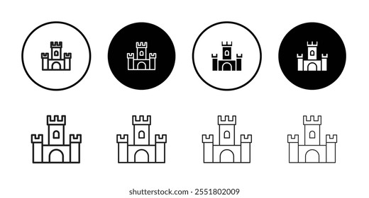 Conjunto de ilustración de línea delgada de icono de castillo