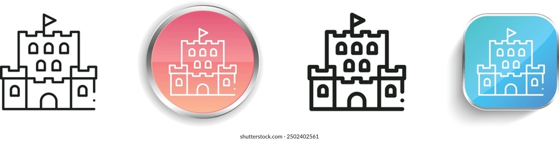 castle icon. Thin Linear, Regular and Button Style Design Isolated On White Background