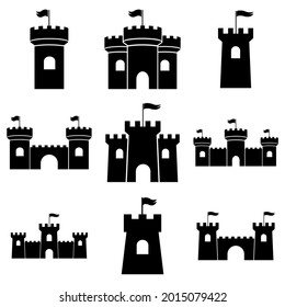 Castle  icon, Tower logo isolated on white background  