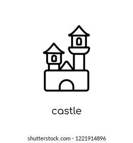 Castle icon. Trendy modern flat linear vector Castle icon on white background from thin line Fairy Tale collection, editable outline stroke vector illustration