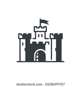 Icono del castillo, ilustración vectorial del castillo