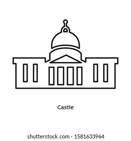 Castle icon vector illustration black linear on white background