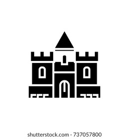 castle icon, vector illustration, black sign on isolated background
