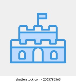 Castle icon vector illustration in blue style about summer, use for website mobile app presentation