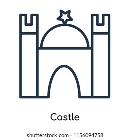 Castle icon vector isolated on white background, Castle transparent sign , thin symbols or lined elements in outline style