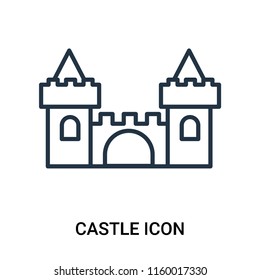 Castle icon vector isolated on white background, Castle transparent sign , outline linear symbol or thin lined pictogram