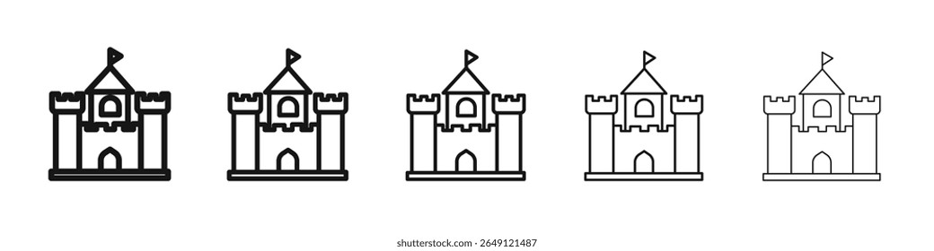 Castle icon vector outline set illustration sign