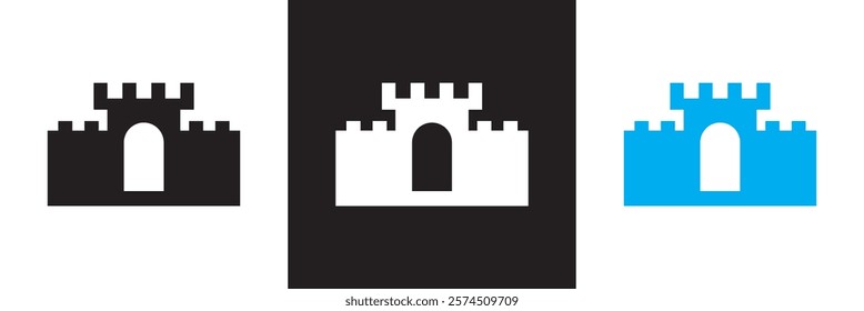 Castle icon Vector set.  isolated on white and black background. vector illustration. EPS 10