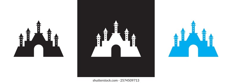 Castle icon Vector set.  isolated on white and black background. vector illustration. EPS 10
