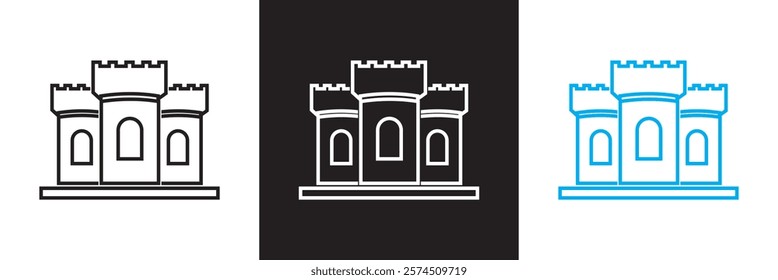 Castle icon Vector set.  isolated on white and black background. vector illustration. EPS 10
