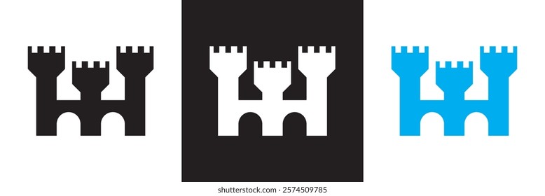 Castle icon Vector set.  isolated on white and black background. vector illustration. EPS 10