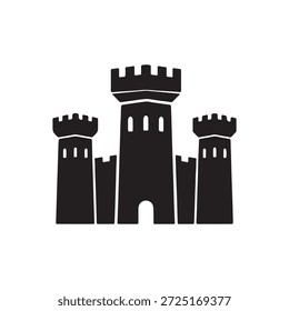 Signo de Vector del icono del castillo. Plantilla del logotipo en fondo blanco